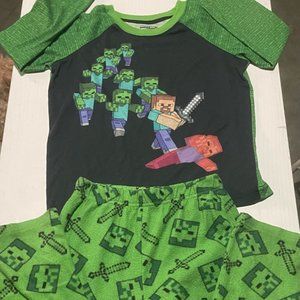 offical minecraft boys pj matching set size 6/7